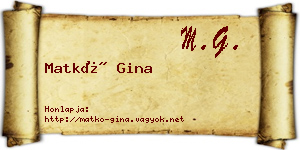 Matkó Gina névjegykártya